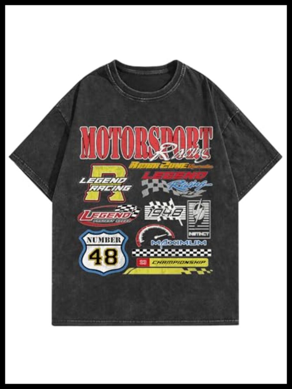 Men's Acid Washed Graphic Tee Oversized Y2K Streetwear Short Sleeve Cotton